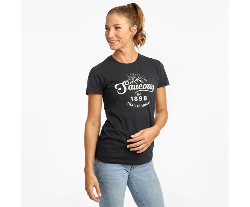 Saucony Rested Short Sleeve Women's Shirts Black | Canada 292YXFU